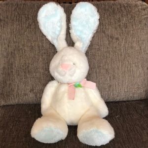 GANZ “NUZZLE” Soft White Bunny Rabbit Pink Polka Dot Ribbon Felt Flower. HE8643
